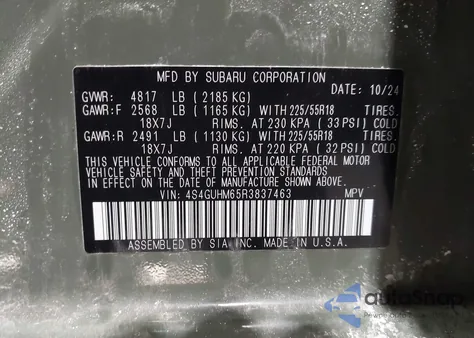 2024 Subaru Crosstrek Limited from USA, damaged, VIN 4S4GUHM65R3837463